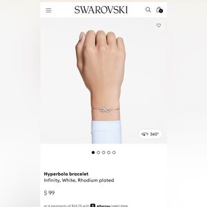 Sterling Silver Infinity Bracelet with Cubic Zirconia - Silver